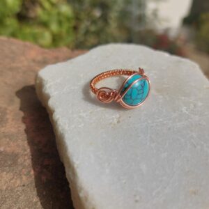 Koperen ring met Turkoois