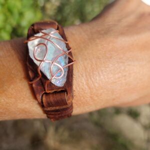 Leren armband met Aqua Aura