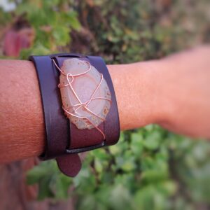 Leren armband met Agaat