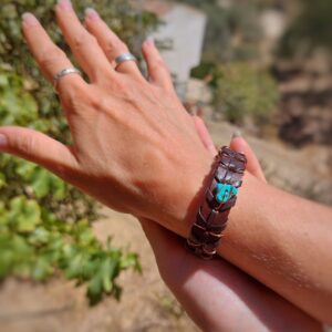 Leren armband met Turkoois