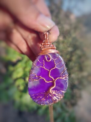 Árbol de la Vida de ágata morada/rosa