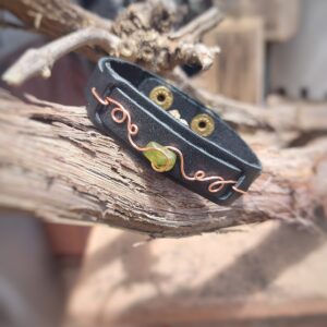 Leren armband met Serpentijn