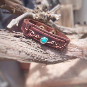 Leren armband met Turkoois