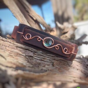 Leren armband met Abalone