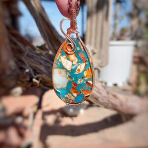 Turkoois met koperdraad