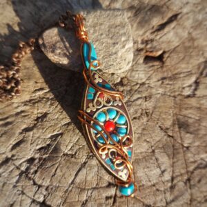 Tibetaans Ornament met Turkoois en