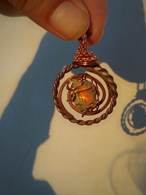 Opaal met Tesla Coil en 1/6 Sacret Cubit ring