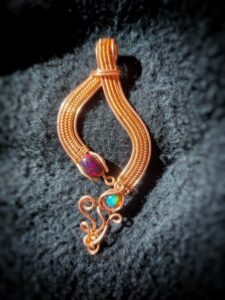 opal copper wirewrap handmade