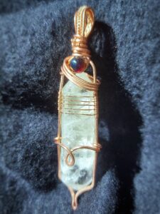 clear quartz opal copper wirewrap handmade