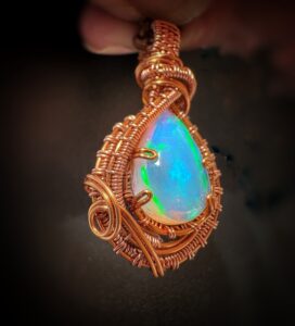opaal koperdraad wirewrap handgemaakt uniek 1 carat