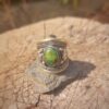 Vintage-Ring Messing Silbergrüner Jaspis