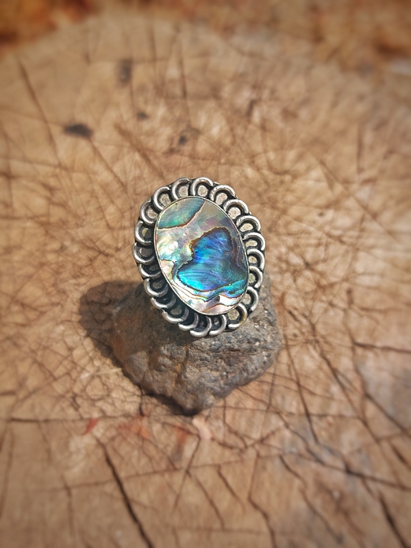 handgemaakte zilveren ring met abalone 1