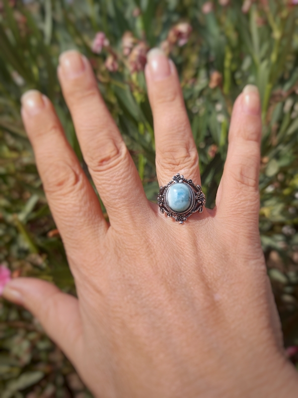 Anillo de plata con Larimar 1