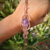 koperen hanger met amethist en wire wrap
